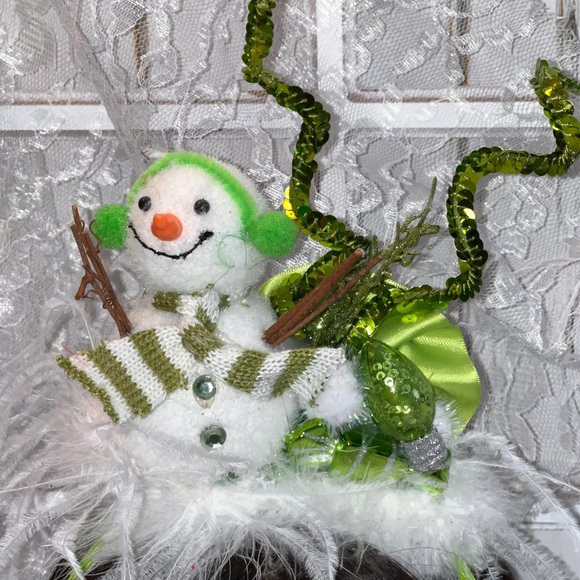 Christmas Neon Green Snowman Headband - Christmas Top hat| Tacky Christmas Party main image 4